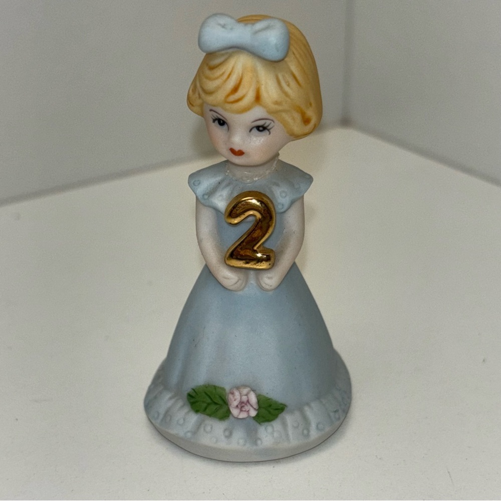 Enesco 1981 bisque porcelain “Growing Up Birthday Girls” age 2 figurine.